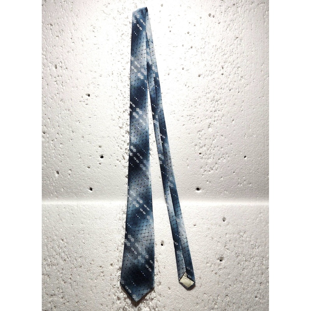 Pierre Martin Necktie Mens Blue White Stripes Formal Silk Polyester